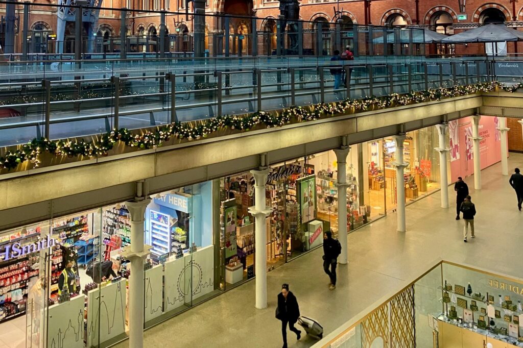 Shops in a railway station