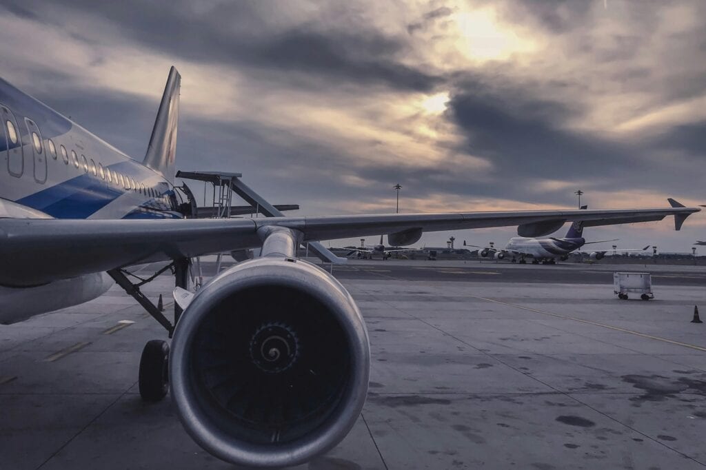 Cropped image of a plane in Heathrow airport